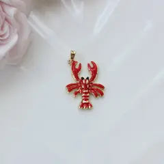 Подвеска Рак с эмалью, 22*18 мм, красный, позолота, П955