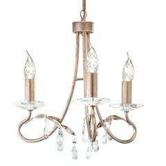 Золотая классическая люстра с хрустальными подвесками на 3 лампы Elstead Christina CRT3-SILVER-GOLD, E14, в гостиную
