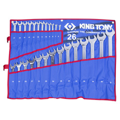 KING TONY (1226MRN) Набор комбинированных ключей, 6-32 мм чехол из теторона, 26 предметов