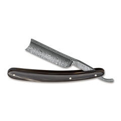 Фото Опасная бритва Boker Damascus Horn 6/8, сталь дамаск, рукоять рог