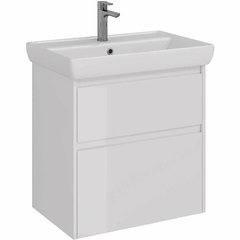 Lemark COMBI LM03C70T Тумба 70 см под 1 раковину, подвесная/напольная, 2 ящика, цвет корпуса, фасада: Белый глянец фото