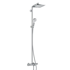 Hansgrohe Crometta E 27298000 Душевая система с термостатом и изливом внешнего монтажа 154,7 см с верхней лейкой 24х24 см фото
