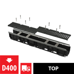Alcaplast AVZ103-R201 Дренажный канал 100 мм с оцинкованной рамой и чугунной решеткой фото