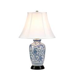 Синяя классическая настольная лампа с тканевым абажуром Elstead Blue Ginger Jar BLUE-G-JAR-TL, E27, в гостиную