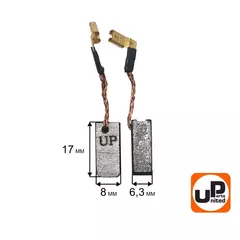 Щетка графитовая UNITED PARTS для DeWALT (аналог N257700) 6,3х8х17мм АВТОСТОП (90-1280)