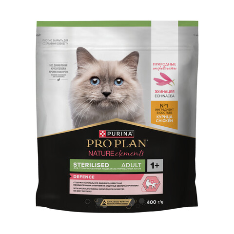 Pro Plan Nature Elements сухой корм для взрослых стерил кошек и кастрирован (курица) 400 гр