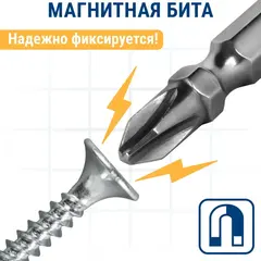 Бита отверточная ПРАКТИКА Профи двусторонняя PH-2 / SL 0.5x4 х 65мм (2шт)