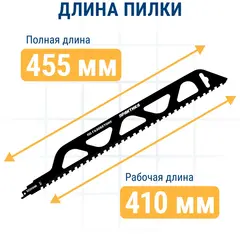 Пилки для сабельной пилы по газобетону ПРАКТИКА S2243HM, твердосплавные, 455мм, шаг зубов 1