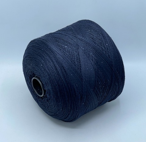 Бобинная пряжа, Merino Pailletes, 450м, 80% Меринос, 20% Полиэстер(пайетка), Темно-синий+пайетка. 39452