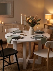 Стол обеденный, 100х100х75, Нордик, кухонный, круглый, из массива сосны, белый, Dipriz