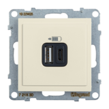 Зарядное устройство с двумя USB-разьемами A-C 240В/5В 3000мА - Legrand SUNO - Слоновая кость — фото 1