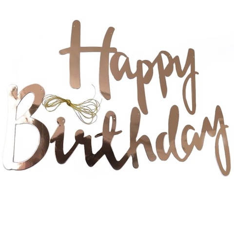 Растяжка Happy Birhday, розовое золото