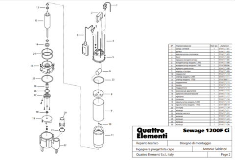 Кольцо уплотнительное QUATTRO ELEMENTI Sewage 1200F Ci (910-171-21)