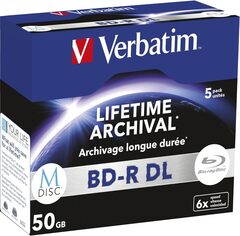 Болванка Blu-Ray Verbatim M-Disc 50GB BD-R DL 6x Blu-ray Discs (Jewel Case, 5 шт в уп.)