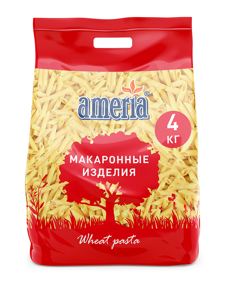 Макаронные изделия Америя Перья рифленые 4 кг.