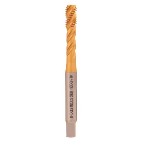 Метчик М 8,0х1,25 (Машинный, винт.) DIN371 HSSE-TiN 5h6h C/2-3P R45 90мм a=6,2 H-Tools 516X01-C2-008