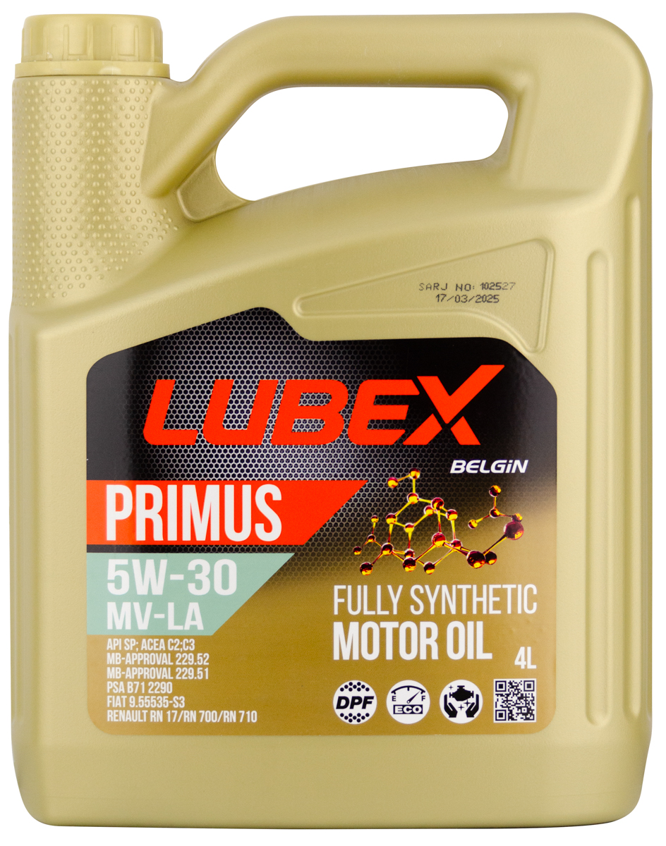 Моторное масло Lubex PRIMUS MV-LA 5W-30 синтетическое 4л