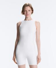 Oysho Вышитый короткий комбинезон Comfortlux, белый