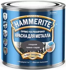Краска для металлических поверхностей алкидная Hammerite гладкая RAL 7016 темно-серая