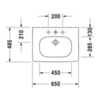 Duravit D-Code 3426500602 Раковина для мебели,с перел., Без отв. под смес., 650x480мм, цвет: Белый