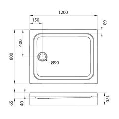 Душевой поддон Niagara Nova (120х80х17) прямоугольный, белы