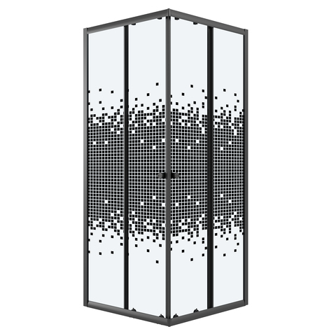 Душевое ограждение Niagara Eco NG-1008-14QBLACK (80х80х190) квадрат,раздвижное,черный,стекло мозаика,1 место