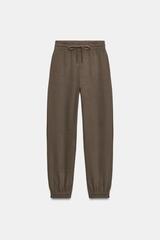 ZARA БАЗОВЫЕ БРЮКИ С МАНЖЕТАМИ, ТЕМНЫЙ СЕРО-КОРИЧНЕВЫЙ