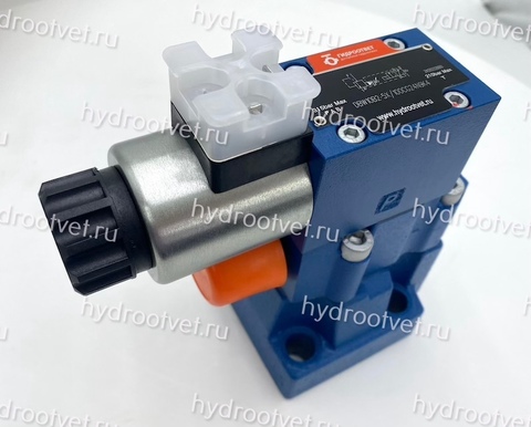 Фото DBW10B2-5X/100CG24N9K4 - Предохранительный клапан Ду10 с давлением настройки до 100 бар, управление - X и Y - внутренние с разгрузкой B = открыт с электроуправлением G24