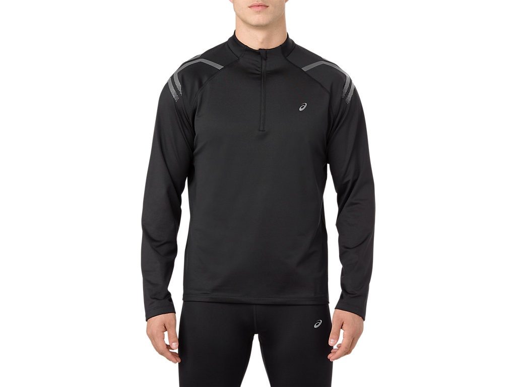 Asics Icon Winter LS 1/2 Zip мужская беговая рубашка черная - 3