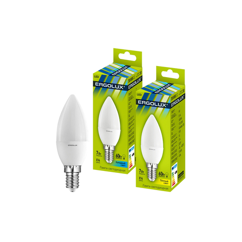 Эл. лампа светодиодная Ergolux LED-C35-7W-E14-3K, Тёплый