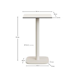 Высокий садовый столик Dina белый на белом металлическом основании 60 x 60 x 96 см