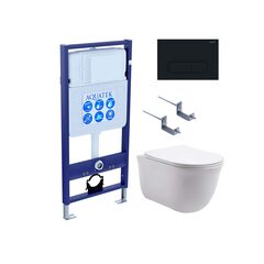 Aquatek SET Aquatek КЛАССИК-017 4в1 Set Aquatek КЛАССИК (рама Aquatek Standard INS-0000012 с звукоиз.прокладкой+крепеж KKI-0000002+кнопкаKDI-0000017+унитаз КЛАССИК AQ1111-00 с крышкой фото