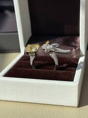 Кольцо из серебра ПТИЧКА В КОРОНЕ с желтым цирконом