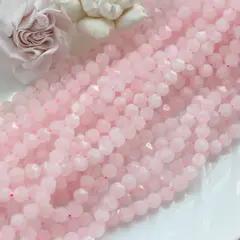 Розовый кварц, граненые бусины, 8 мм, нить, К003