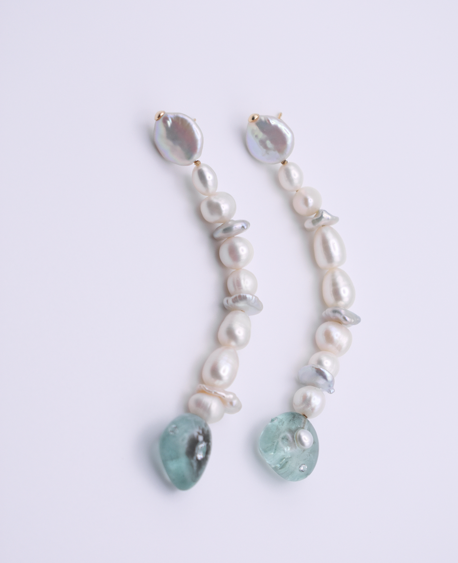 Серьги GREEN PEARL LINE