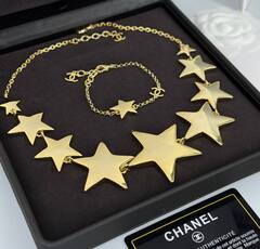Колье цепочка с подвесками звездами CHANEL STAR
