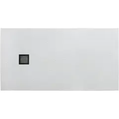 BelBagno TRAY-MR-UNO-AH-160/80-35-W-NO Поддон из искусственного мрамора в комплекте с сифоном с чёрной матовой декоративной накладкой фото