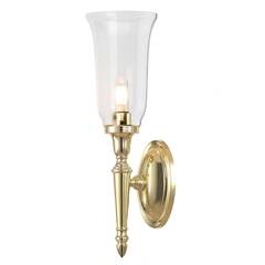 Золотое классическое бра для ванной со стеклянным плафоном Elstead Dryden BATH-DRYDEN2-PB, G9, IP44