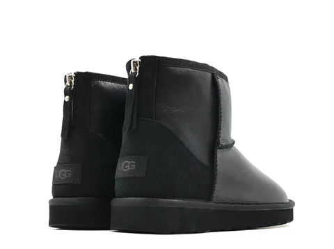 Mens Mini Zip Metallic Black
