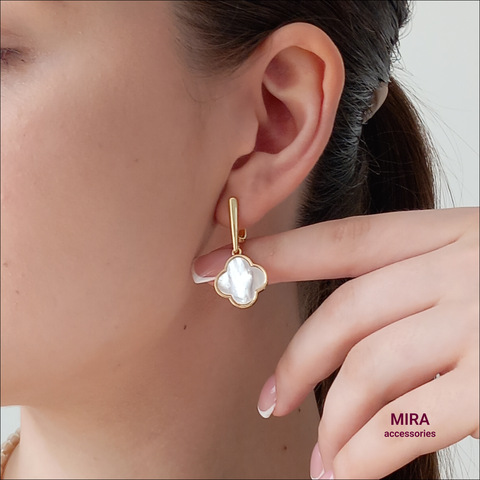 Серьги "клевер" из перламутра