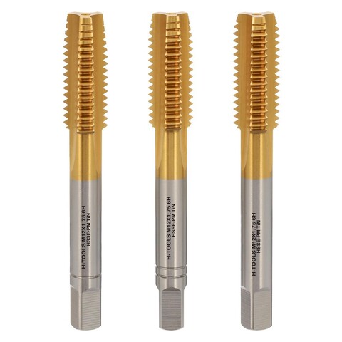 Метчик М12х1,75 (Комплект 3шт) DIN352 HSSEPM-TiN 6HX 89мм a=7,0 H-Tools PRO 230120PMHT