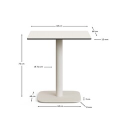 Dina Уличный стол белый на белом металлическом основании 68 x 68 x 70 см