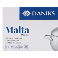 Кастрюля нерж, 3.9 л, с крыш, Daniks, Мальта, GS-01345KS-20CA, индукц