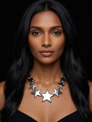 Колье цепочка с подвесками звездами CHANEL STAR