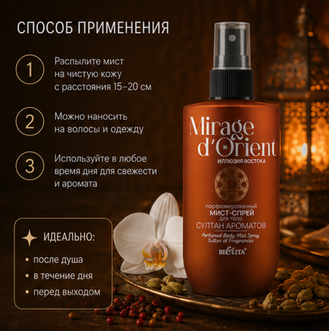 Мист-спрей для тела Султан Ароматов 240мл Mirage d’Orient — фото 4