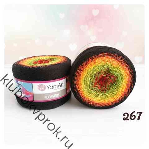 YARNART FLOWERS 267, Красный/зеленый/желтый/коричневый