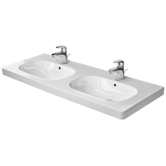 Duravit D-Code 3481200302 Двойная раковина для мебели, с перел., с 3 отв. под смес., 1200x490мм, цвет: Белый фото
