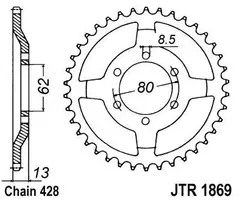 Звезда JT ведомая JTR1869.45 зуб XT225 02-07 (барабанный тормоз)