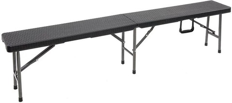 Складная скамья EasyTable B180 Black с сиденьем под ротанг в разложенном виде