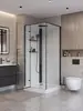 BelBagno UNO-CAB-A-1-90-C-NERO-Bi-TOP-L Душевая кабина с задними стенками, смесителем, верхним и ручным душем, акриловым поддоном и крышей, левосторонняя